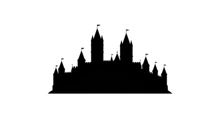 Naklejka premium Majestic Castle Silhouette: A Black and White Illustration