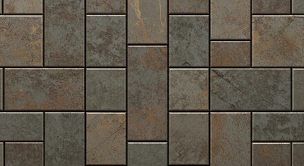 Fototapeta premium Modern Textured Stone Paving Pattern with Rustic Earth Tones