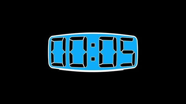 0 to 40 seconds digital timer animation display. Countdown, time-tracking, fitness apps, task management, events and user interface design
