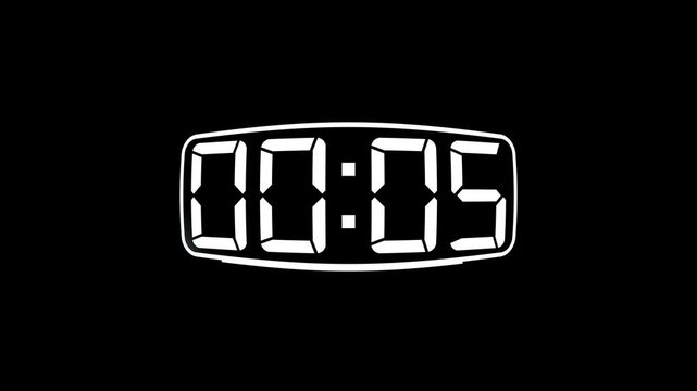 Digital timer animation from 0 to 40 seconds with light sweep overlay effect. Perfect for countdowns, fitness apps, time-tracking, task management, events