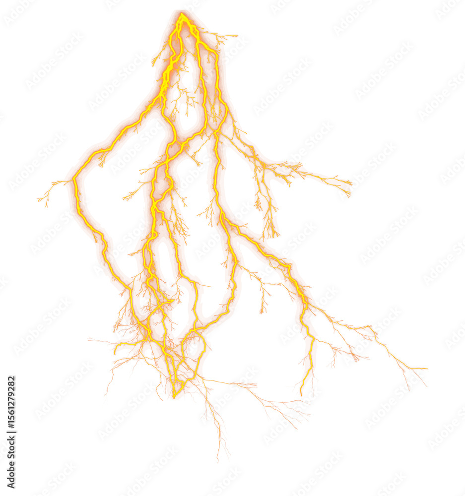 Poster electrifying energy a captivating display of golden lightning strikes against a transparent backdrop