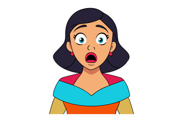 Shocked Expression: A digitally created illustration capturing an animated woman's face, radiating surprise with wide eyes and a slightly open mouth, perfect for depicting a moment of astonishment.
