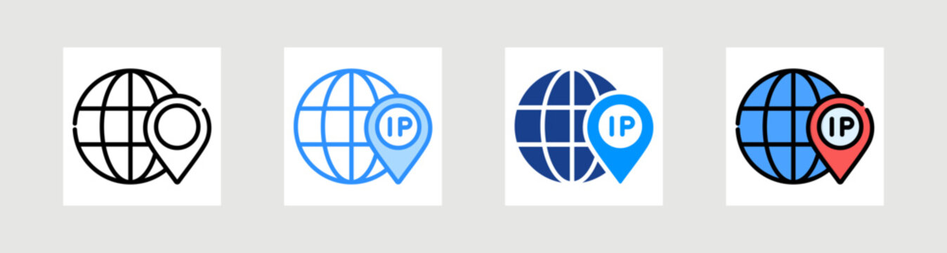 Ip Adress Icon Collection Set Multiple Style