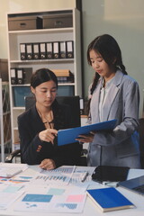 Accounting company provide finance and taxation planning for profitable cash flow, Auditor and accountant team working in office, analyze financial data and accounting record with calculator.Insight