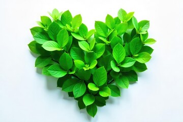 Lush Green Heart of Leaves Natures Embrace, Symbolizing Environmental Care and Springs Renewal