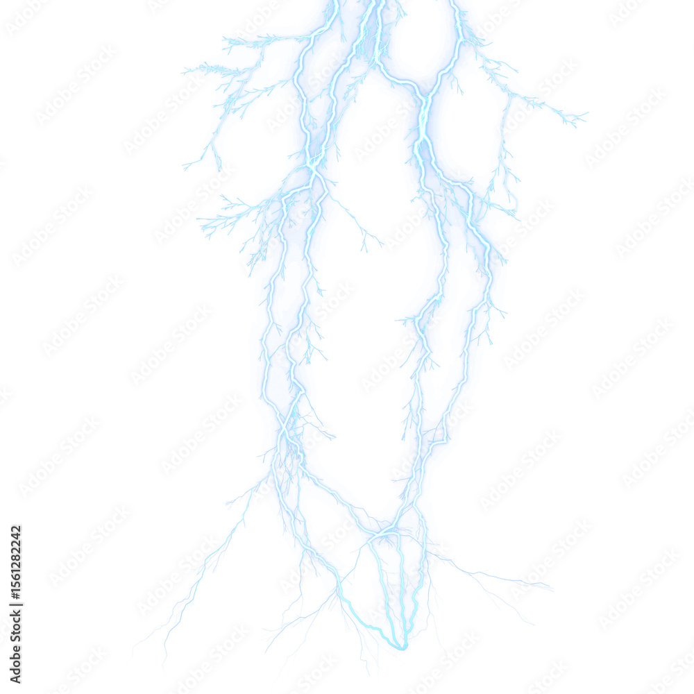 Poster electric blue lightning a stunning display of atmospheric power and energy against a transparent bac