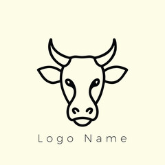 Cow Heads Line Art and Silhouette Set.