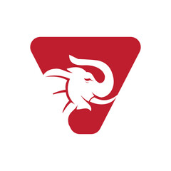 Letter V Elephant Logo Design. Minimal Elephant Symbol Vector Template