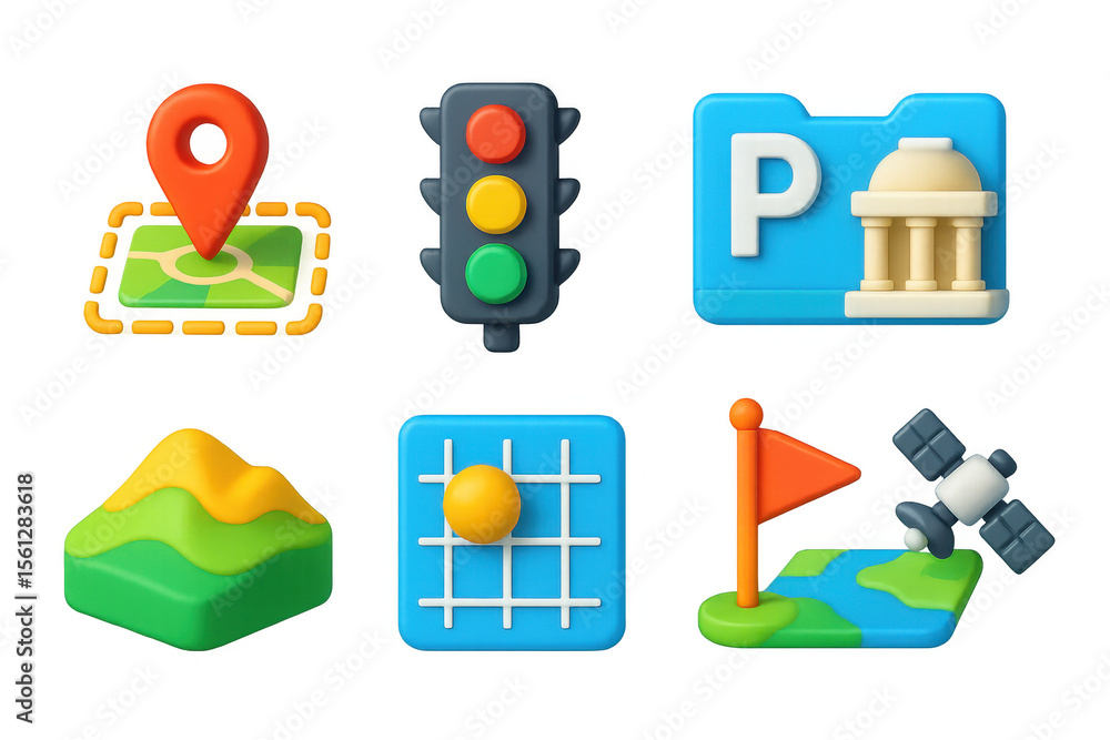 Aufkleber 3d location icons illustration for maps and navigation design