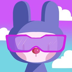Cute Bunny with VR Glasses Icon/Illustration