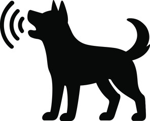 Dog Bark Sound Wave Icon Solid Black Silhouette Vector on White Background