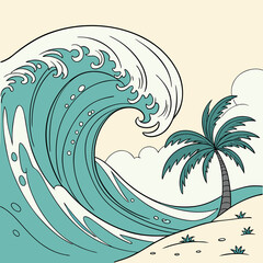 vector illustration of a tropical beach