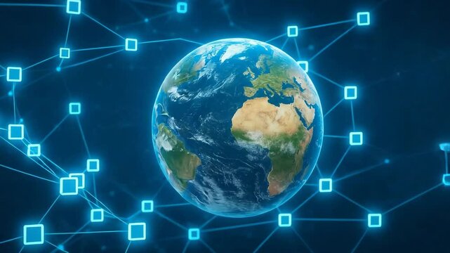A visually striking representation of the Earth interconnected by a network of digital lines, symbolizing global connectivity, technology, and the digital age we live in.