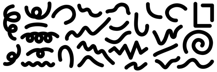 黒色のシンプルな線の素材セット