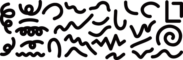 黒色のシンプルな線の素材セット