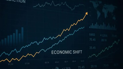 A close-up view of a digital chart displaying economic trends and shifts, showcasing upward movements in data visualization for modern business analytics. - Powered by Adobe
