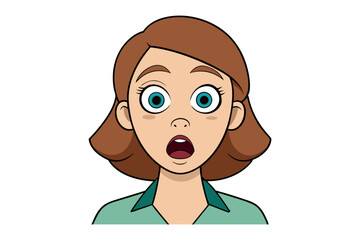 Surprised Woman Cartoon: A cartoon illustration of a young woman with wide eyes and an open mouth, expressing surprise or shock.