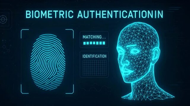A digital representation showcasing biometric authentication, featuring a fingerprint and facial recognition. This technology enhances security and privacy in various applications. - Powered by Adobe