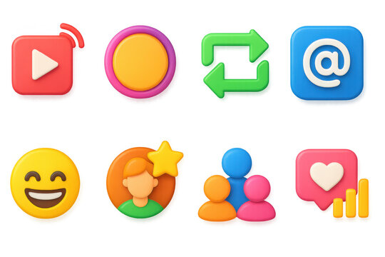 Colorful social media icons illustration for digital design and online communication projects