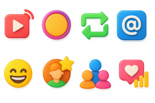 Colorful social media icons illustration for digital design and online communication projects - Powered by Adobe