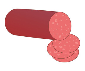vector illustration of a red pill sausage salami wiener
