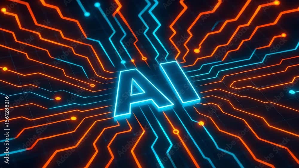 Poster this vibrant illustration showcases the interconnected lines representing artificial intelligence, c