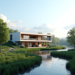 Sleek Modern Minimalist House by the Water Architectural Design