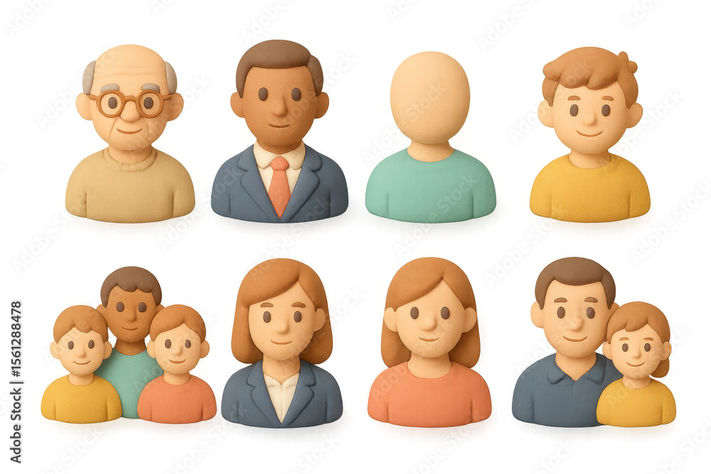 Poster diverse characters icons illustration: simple design for social media and web projects