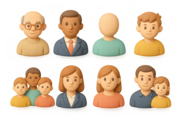 Diverse characters icons illustration: simple design for social media and web projects