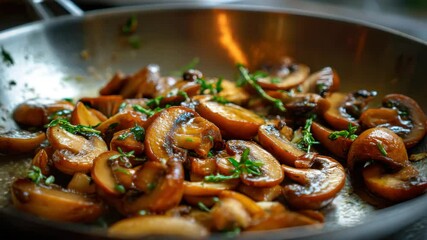 Delicious pan-fried muchroom a healthy and gourmet meal