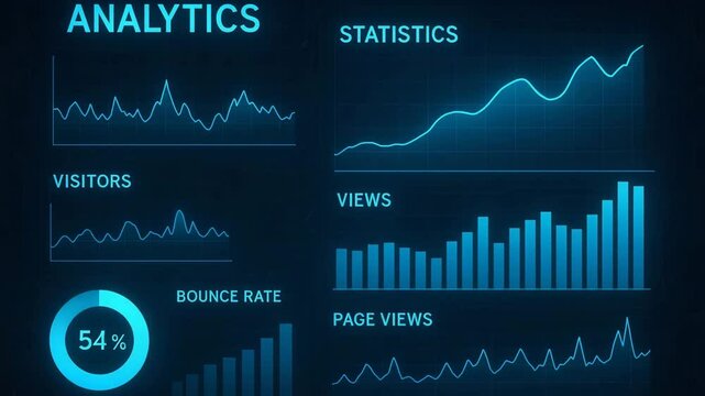 Innovative data analytics dashboard showcasing key metrics, including visitor statistics, page views, and bounce rates. A sleek design emphasizes clarity and insight.