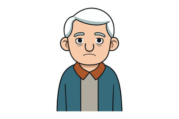 Sad Elder: A close-up portrait of a senior gentleman with white hair and a melancholic expression, conveying a sense of quiet contemplation and experience.