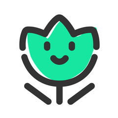 Digital glowing green sprite with a whimsical face suitable for many design applications.