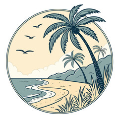 tropical island with palm trees