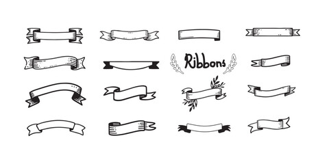  doodle hand drawn ribbon for text banner style