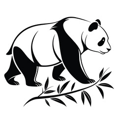 Obraz premium minimalist panda logo line art black