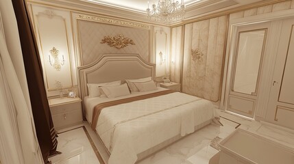 Luxurious bedroom interior with elegant details