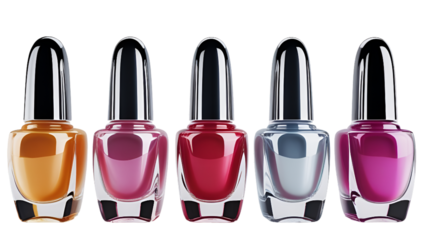 set of nail polish isolated on transparent background