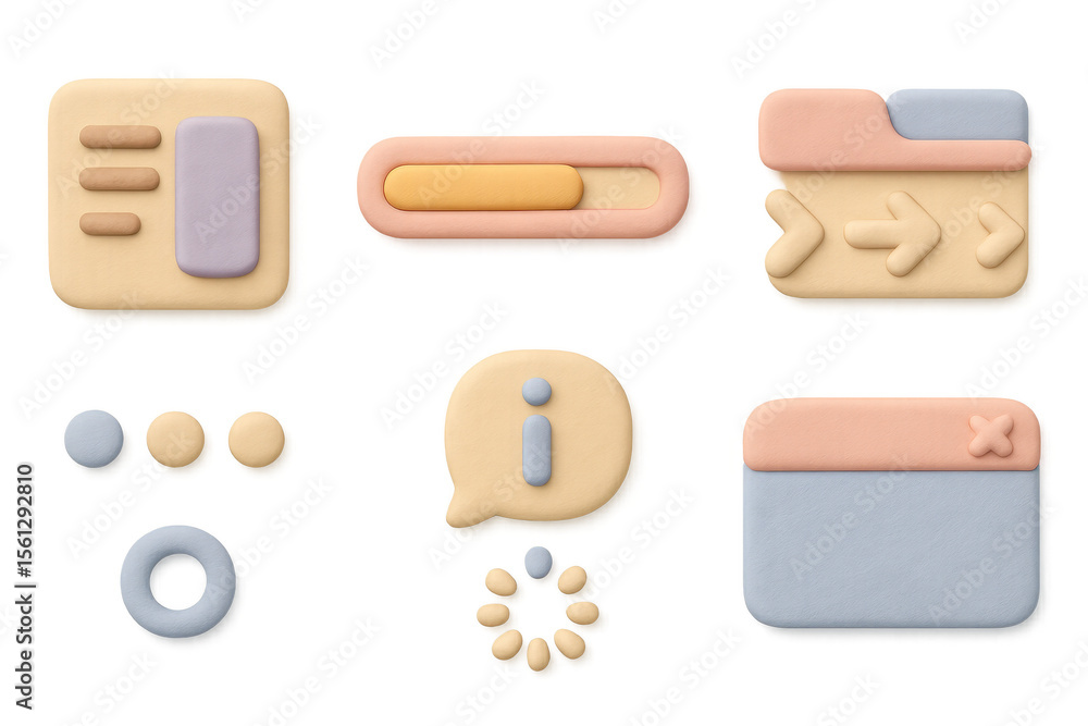 Poster pastel ui icon grid illustration - design elements for modern interface