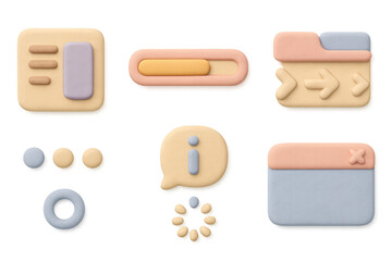 Pastel ui icon grid illustration - design elements for modern interface