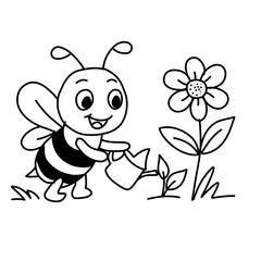 bee outline animal colouring book worksheet