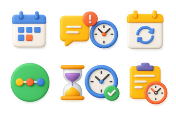 3d time management illustration with simple icons for organization and planning design