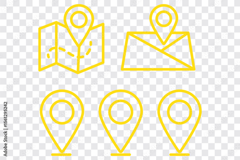 Poster map and location symbols set. geolocation map distance path. location icon. location pin place marke