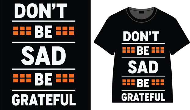 Black t shirt with motivational text and orange square decorations