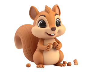 Adorable 3D Squirrel with Nuts