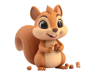 Adorable 3D Squirrel with Nuts
