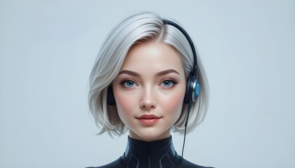 Minimalist AI Assistant Avatar with Futuristic Earpiece