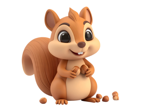 Adorable 3D Squirrel with Nuts
