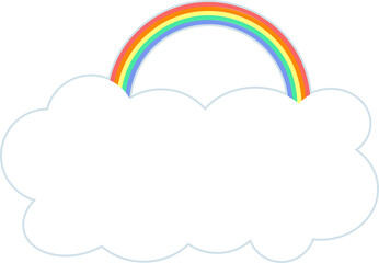 虹と雲のかわいいタイトル用フレーム・カラフルでポップなデザイン素材｜虹,雲,空,カラフル,パーツ,青空,子供,グラフィック