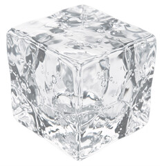 Closeup of a Sparkling Clear Ice Cube with Intricate Details.